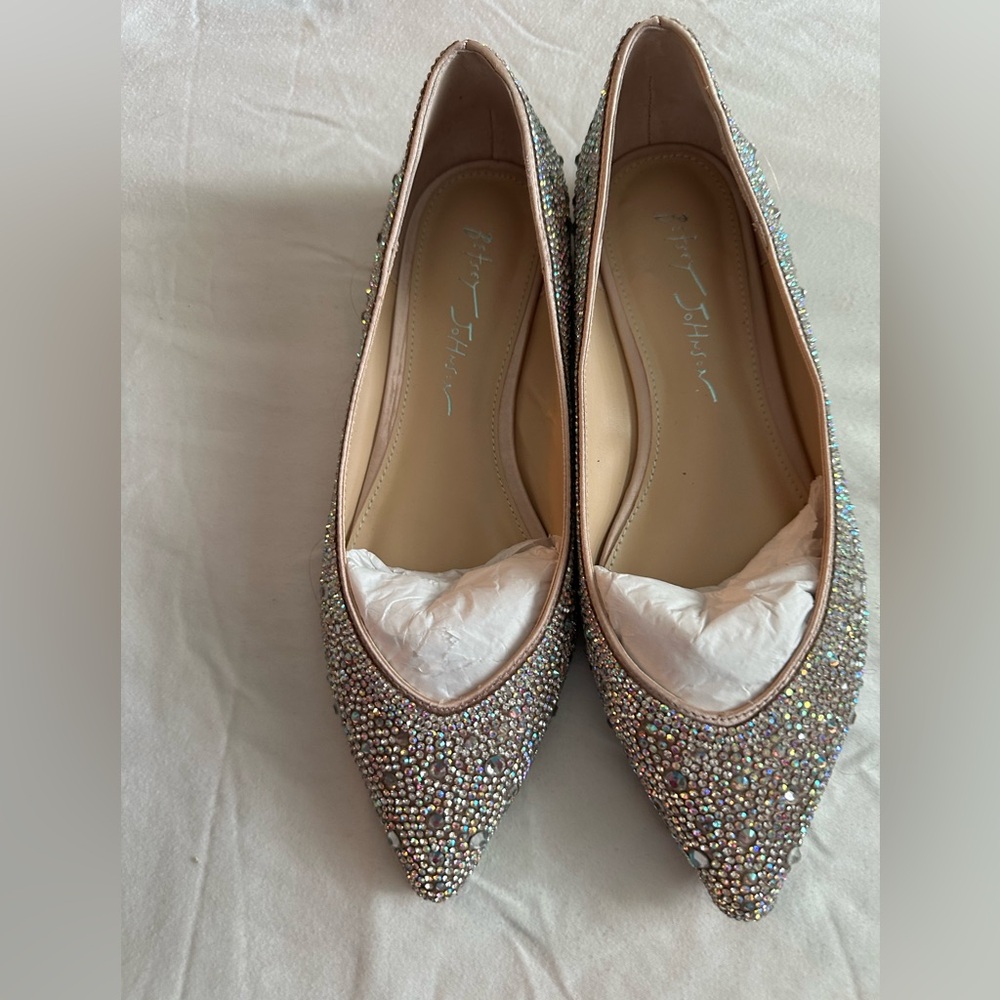 Betsy Johnson Elegant Rhinestone Embellished Flats.